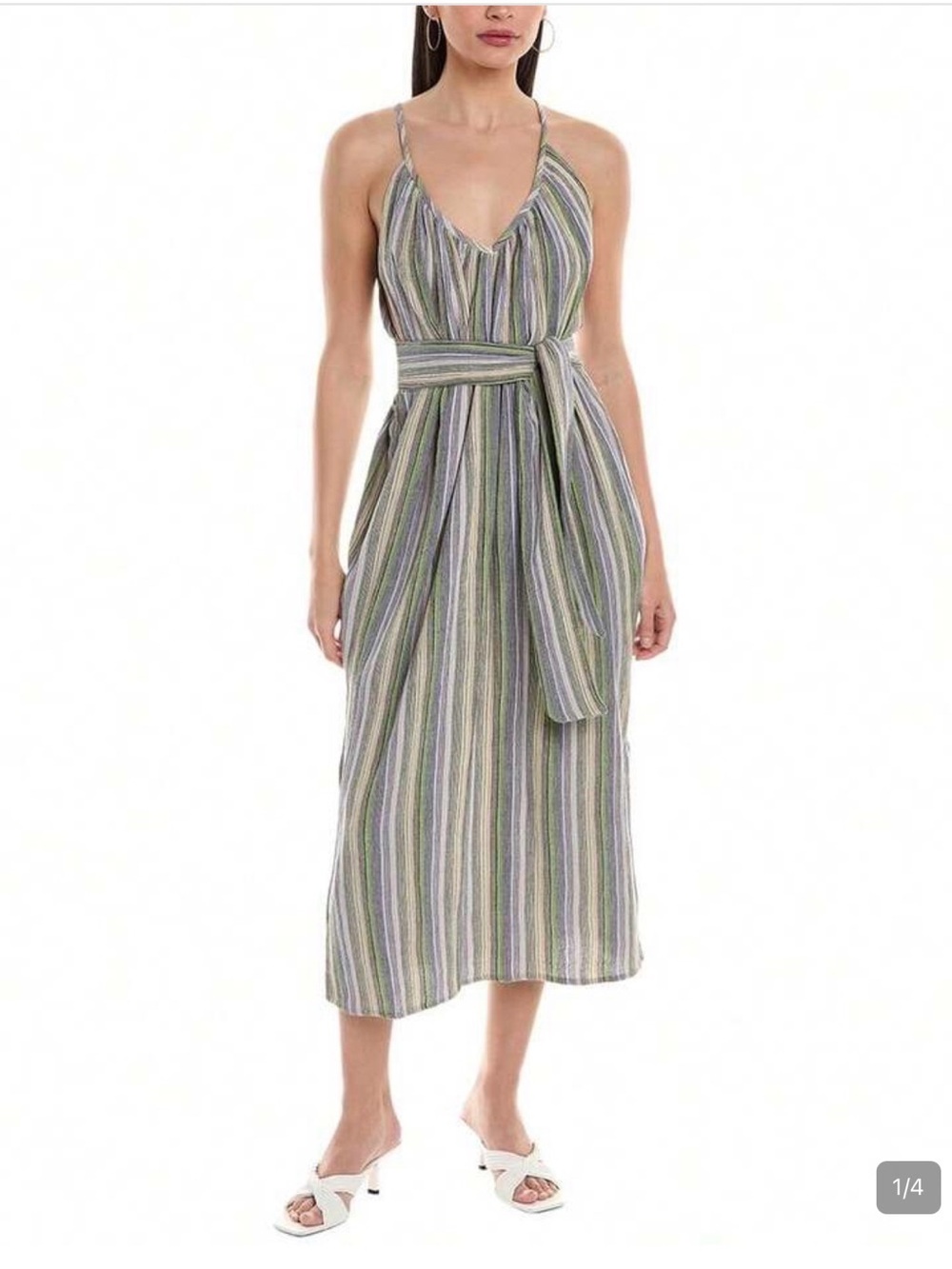 Mara Hoffman Striped Midi Dress in Green, Blue, Cream